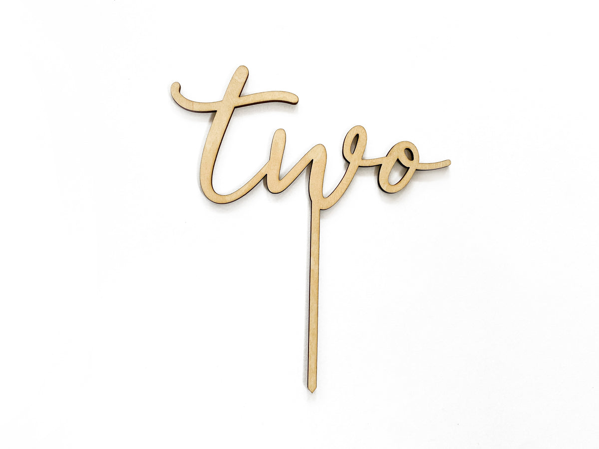 Two Cake Topper - Natural Wood – Sunny Street Party Co.